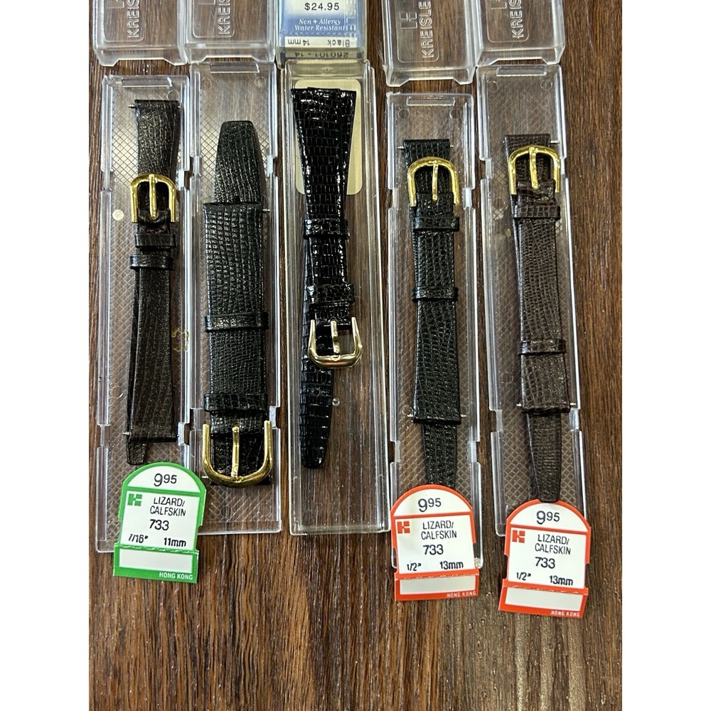 5 Kreisler Watch Straps made of Lizard-Grained Calfskin Leather NOS